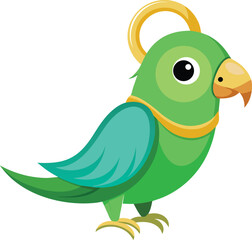 Fototapeta premium Green Parrot with Golden Ring Vector