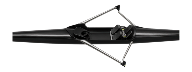 Carbon fiber sculling boat with adjustable footplates for speed rowing