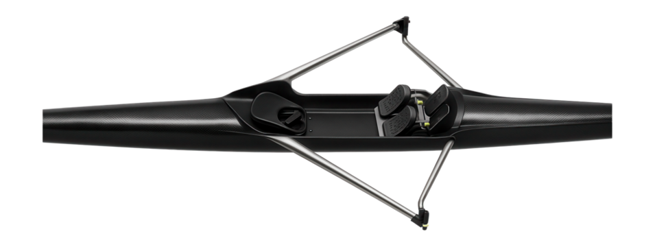 Carbon fiber sculling boat with adjustable footplates for speed rowing