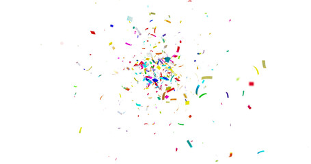 Muticolor Confetti Transparent Background. Confeti Failling White Background. 3d Rendering...
