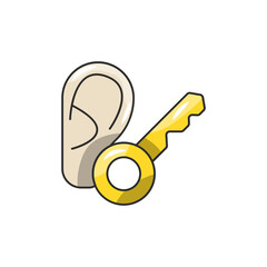 Privacy Filter Icon, Ear Lock Data Security System.