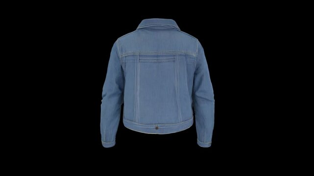 Denim jacket for women template with front and back view in transparent background and green screen 