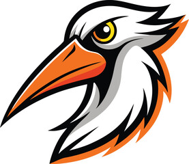 Obraz premium White Stork Head Vector Illustration