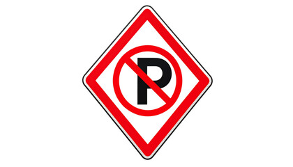 no PARKING board triangular isolated on transparent background