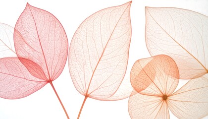 Obraz premium Delicate Sheer Leaves with Beautiful Veins in Soft Red and White Shades for Aesthetic Appeal