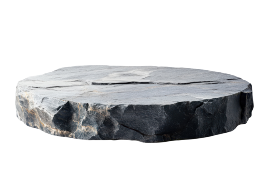 Stone Platform Mockup Natural Stone Pedestal Display Gray Rock Slab Isolated Mineral Texture on transparent background
