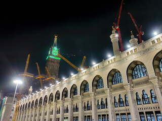 MECCA, SAUDI ARABIA - April 1st 2025: Makkah Clock Tower at Masjid Al Haram