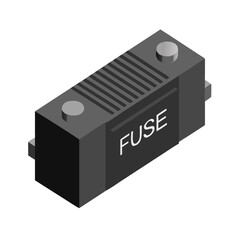 Isometric Ceramic Electrical Fuse Vector - Overload Protection and Safety Component
