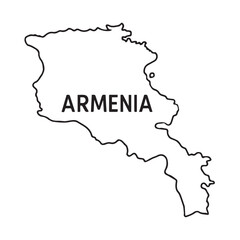 Minimalist vector map of Armenia designed in black and white with bold black outlines, showcasing simple elegance and national geographic precision.

