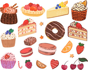 set of dessert and sweets vector illustration
