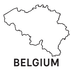 Obraz premium Minimalist Belgium map vector in monochrome color scheme, using black outlines to emphasize geographical shape in a clean and modern format.