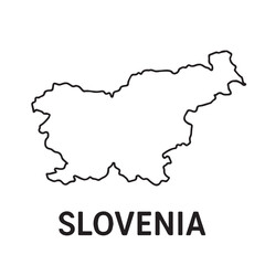 Slovenia’s country map in minimalist vector style, presented in black and white colors with distinct black outlines for sleek visual clarity.