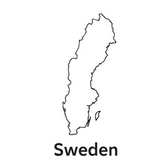 Vector map of Sweden drawn in minimalist black and white style with bold black outlines, ideal for infographics or travel brochures.