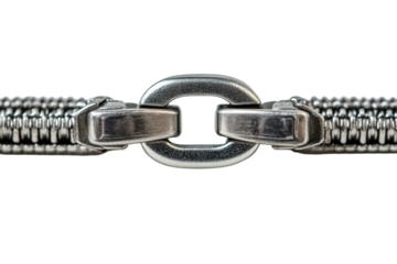 Metallic Chain Link Connection Silver Jewelry Clasp Interlocking Design Elegant Detail on transparent background