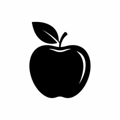 Crisp Black and White Apple Icon Simple Fruit Illustration