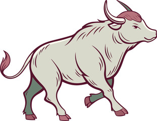 Fototapeta premium Stylized ox with an Asian character symbol showcasing strength and cultural symbolism in bold artistic form.