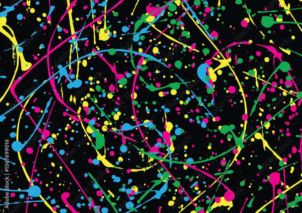 Poster abstract vector splatter color on black color background design. illustration vector design.
