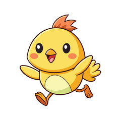 Obraz premium Kawaii Chick Running With Joy Cartoon Vector