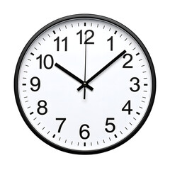 Round wall clock with black frame and clear white face design