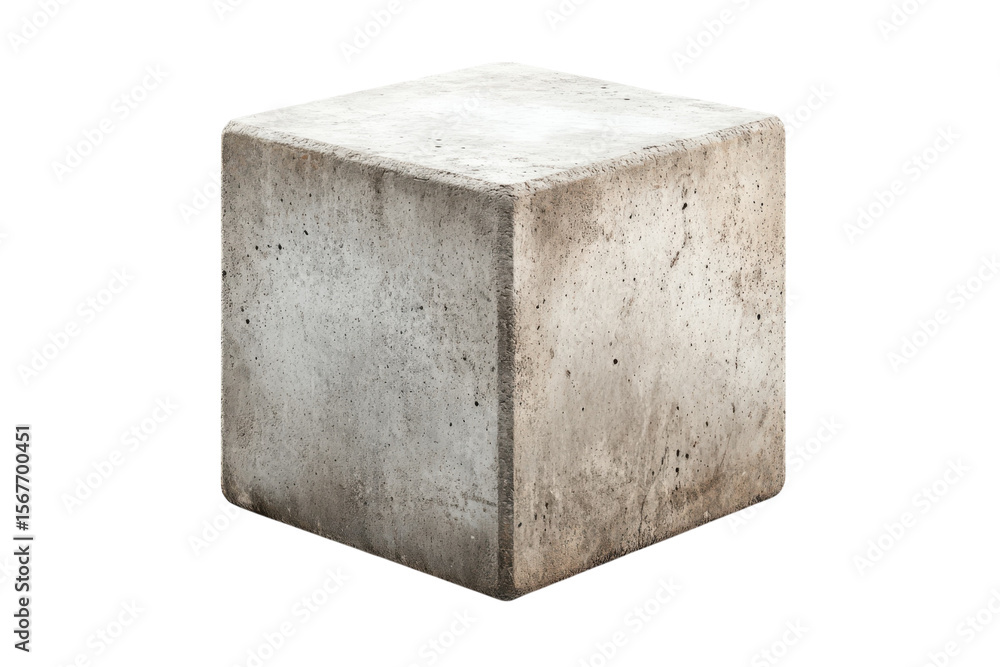 Fototapete concrete cube 3d rendering gray stone texture geometric shape solid block isolated object on transpa