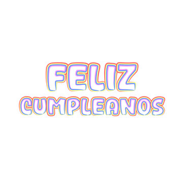 Colorful Outline Feliz Cumpleanos Festive Typography Celebration Invitation Greeting Card Design