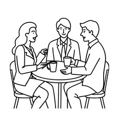 Business Team Meeting In Continuous Line Drawing Style For Friends Cooperation And Project Design