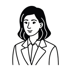 Business Woman In Line Art Style Vector Illustration For Female Professional And Office Worker