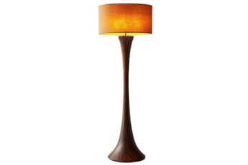 Wood floor lamp design with a rustic linen shade a touch of warmth and style for any room on transparent background