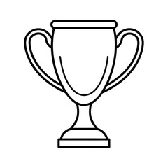 Champion Cup In One Line Drawing Isolated On White Background For Victory Award And Sports Design