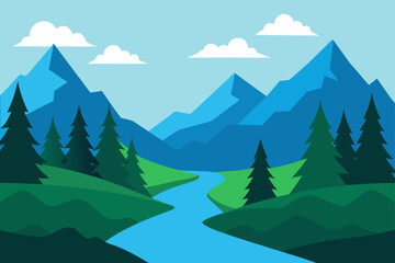 Fototapeta premium Serene Mountain Stream and Pine Woods