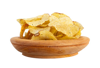 potato chips in a bowl isolated on transparent background