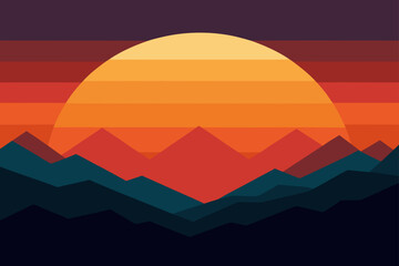 Fototapeta premium Sunset Behind Mountains With Layers Of Fading Colors