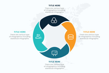 Infographic elements design template, A circle infographic with 4 steps can be used for workflow layout, presentation, diagram, banner, web design, and vector illustration.	
