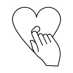 Obraz premium Finger Heart Hand Sign Gesture In One Line Drawing For Love Symbol And Korean Culture Design