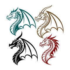Set of three dragons