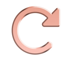 3d render of a rose gold looping arrow symbol 