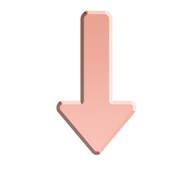 3d render of a rose gold arrow symbol 