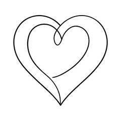 Heart In Continuous Line Drawing Style With Doodle Art For Love Symbol And Romantic Illustration