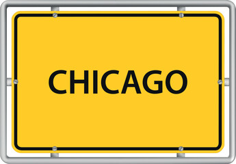 CHICAGO - vector illustration of yellow town road sign