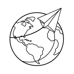 One Continuous Line Drawing Of Earth Globe With Particles For Global Environment And World Map