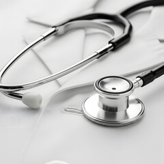 Medical Stethoscope and Doctor's Coat Healthcare and Wellness Symbol
