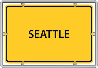 SEATTLE - vector illustration of yellow town road sign