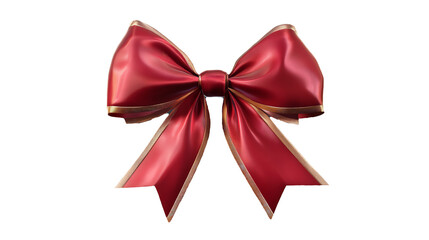 Luxurious Red Ribbon Elegance Festive Gift Bow with Golden Edges for on transparent background