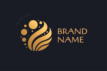 Abstract circle logo, foliage emblem, environment brand