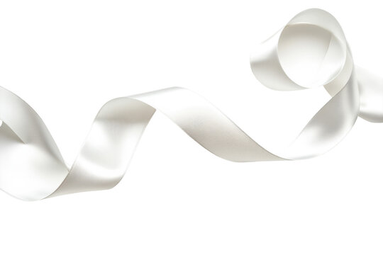 Elegant white ribbon on black background flowing curve luxury design wrapping decoration on transparent background