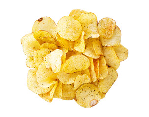 potato chips isolated on white background. shot with high angle view