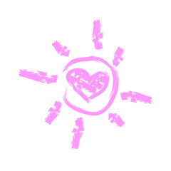 Artistic Brushstroke Heart Shaped Sun Icon Graphic Element
