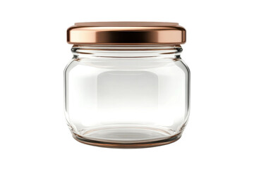 Empty Glass Jar with Copper Lid Canning Storage Craft Container Isolated Blank Label Kitchen on transparent background