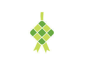 Ketupat icon. Ketupat asian traditional rice dumpling. Traditional food for Ramadan and eid Al-Fitr. Rice dish wrapped in woven boxes made of green palm leaves.