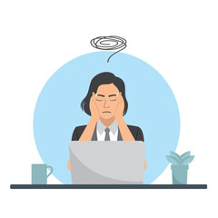 burnout worker vector illustration tired worker design